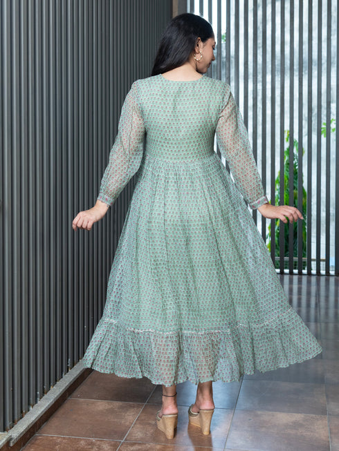 MULMUL AHILA KOTA DORIA BLOCK PRINTED MAXI DRESS MULMUL AHILA KOTA DORIA BLOCK PRINTED MAXI DRESS